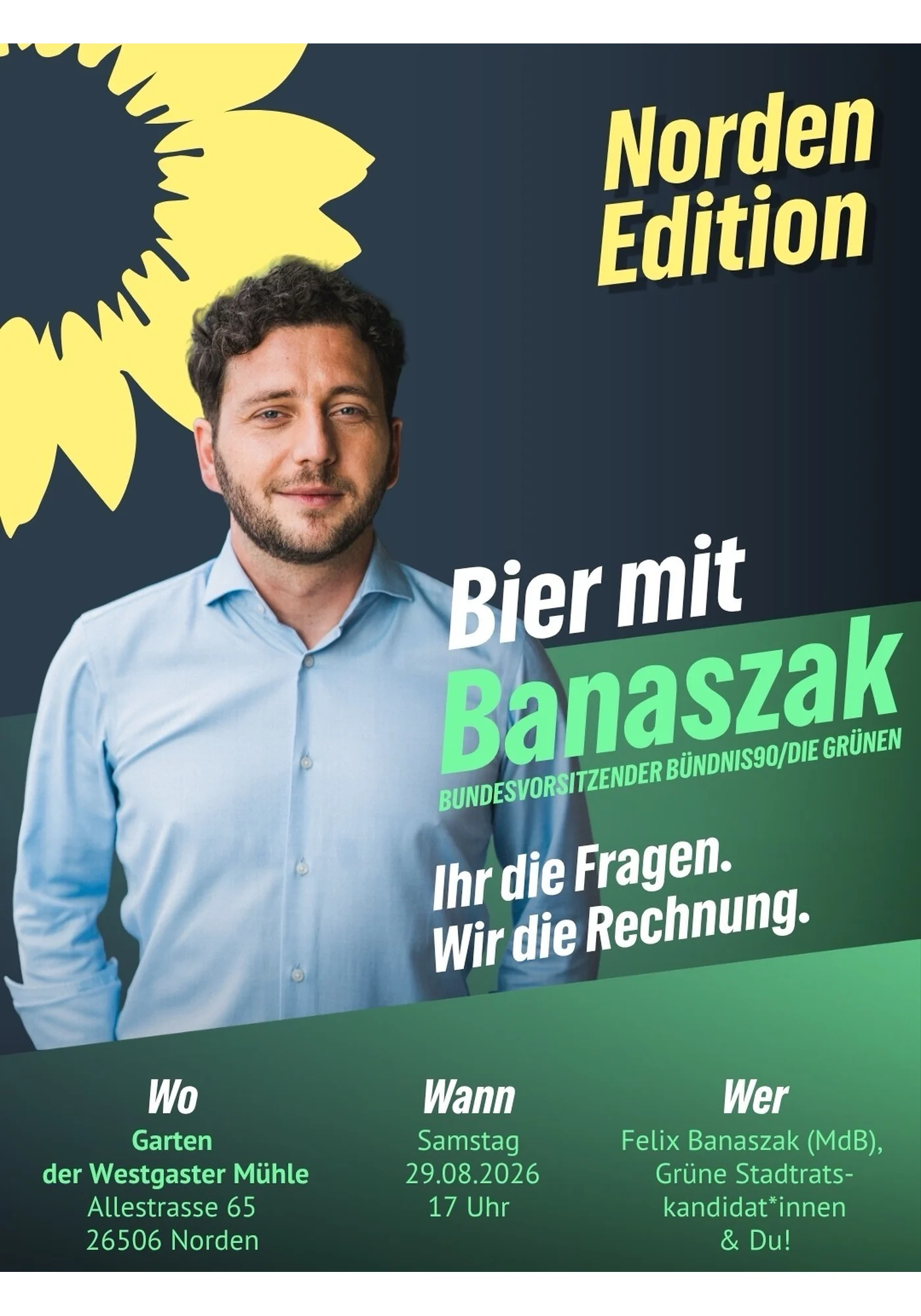 Veranstaltungsplakat Bier mit Banaszak – Norden Edition am 29. August 2026