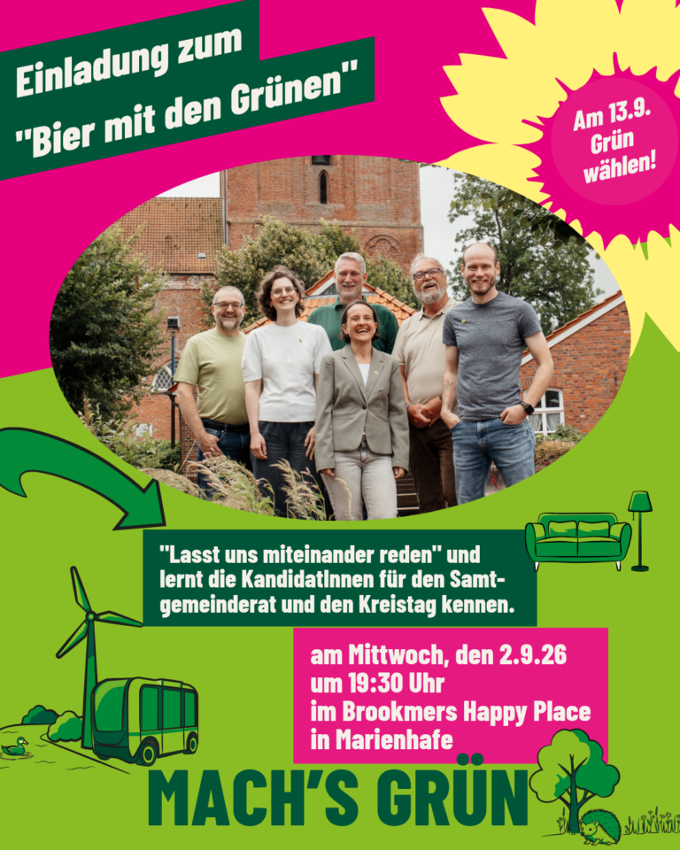 SharePic: Bier mit den Grünen am 2. September 2026 in Boorkmers Happy Place in Marienhafe