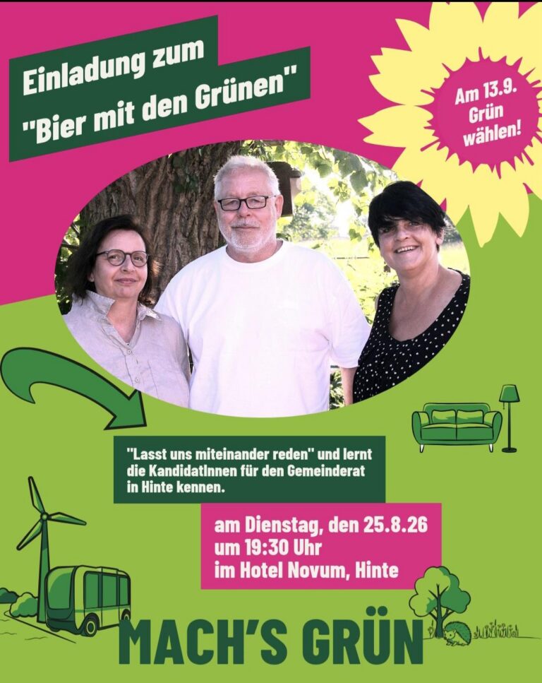 SharePic: Bier mit den Grünen am 25. August 2026 im Hotel Novum in Hinte